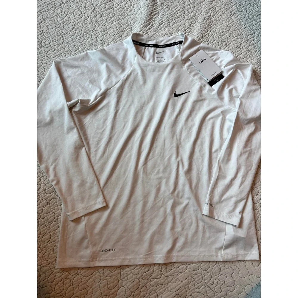 Nike Swim Womens Essential Long Sleeve Hydroguard Size XL White